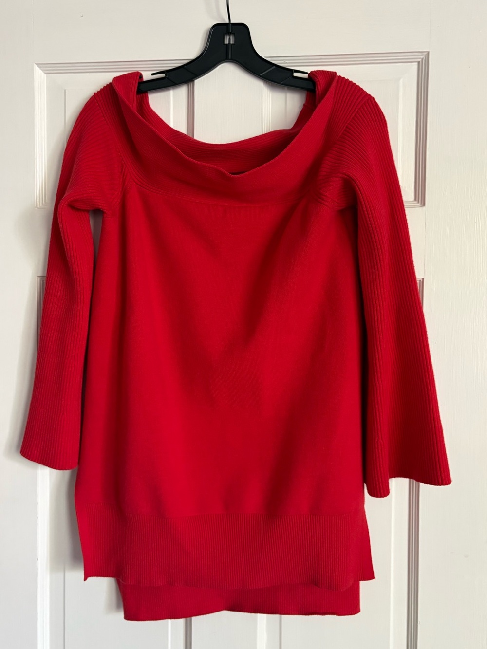 Chic Off-the-Shoulder Anthropologie Red Sweater, Size S